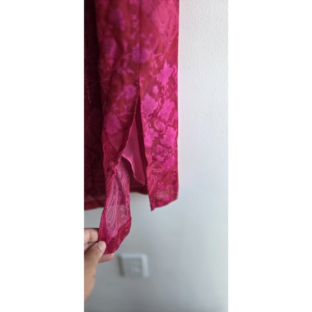Vintage Women's Maxi Fuchia Pink Floral Paisley Long Skirt Size 12/L , USA Boho - Picture 5 of 8
